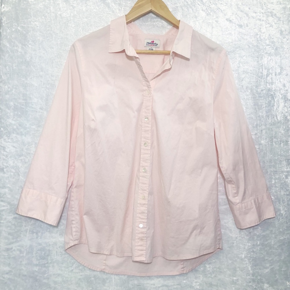 J. Crew Pink 3/4 Sleeve Button Down Size Large